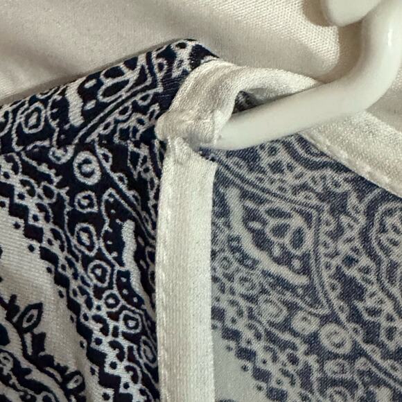 Christina Love White Dress with Blue Pattern and Sequins, Large, Pre-owned - Picture 5 of 8